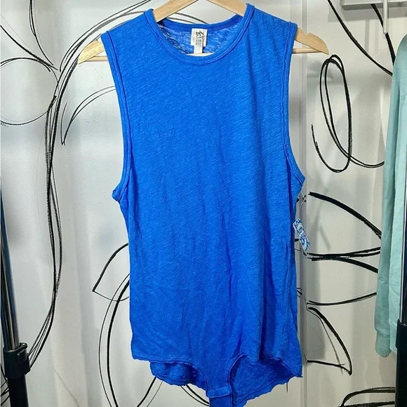 Free People Cotton-Linen Blend Bodysuit, Royal Blue Women’s Size Small, NWT - Picture 1 of 7